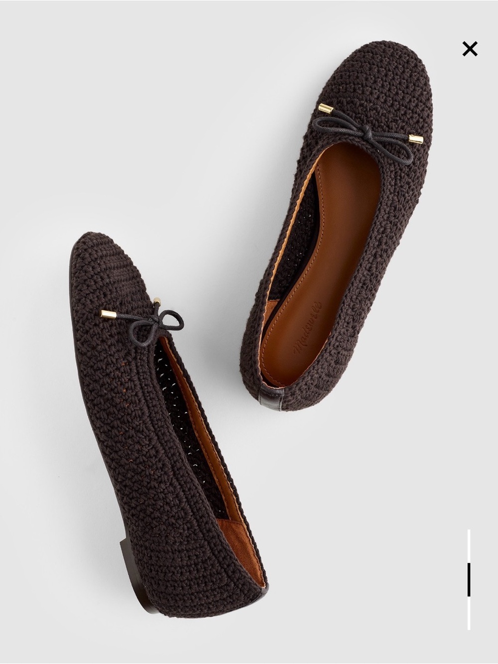 Madewell Hester Crochet Ballet Flats in Dark Brown